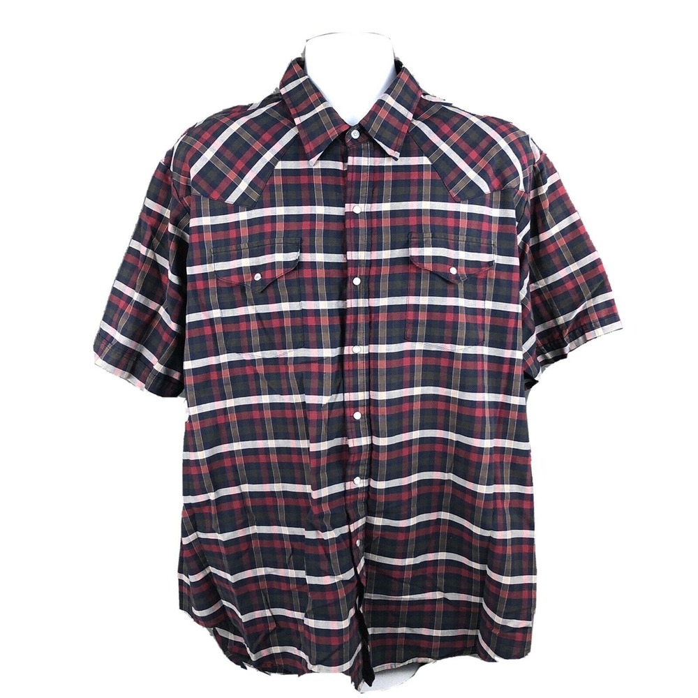 Ely Plains Western Farmer Wrinkle Resistant Shirt Pearl Snaps XXL Rodeo Cowboy